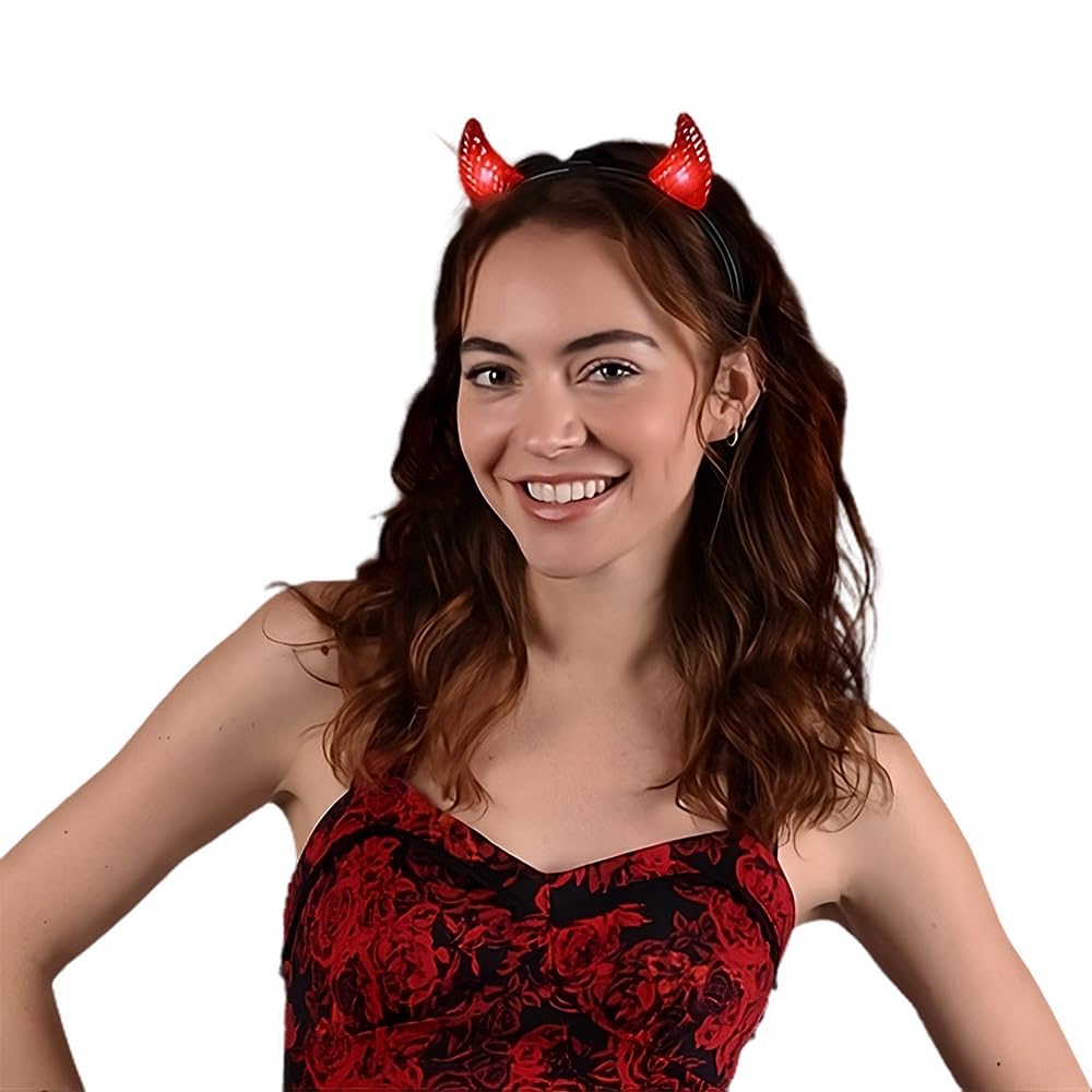 blinkee Radiant Red Crystal Prism LED Devil Horns - Light-up Costume Accessory for Halloween and Parties