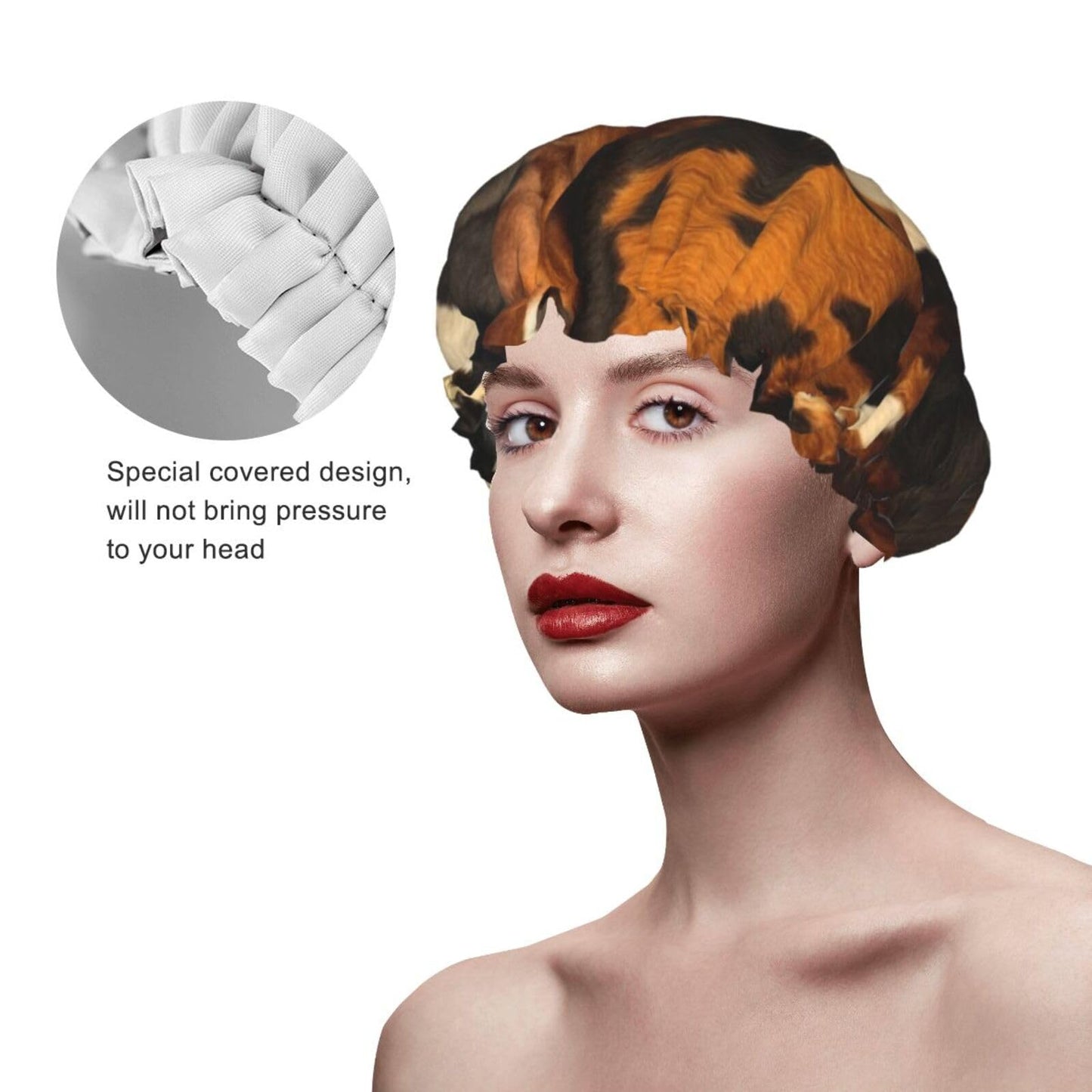 Abstract Cow Skin Shower Cap For Women Reusable Double Layers Bathing Bath Cap Hair Caps Waterproof Elastic Band Ladies Spa Salon Shower Hat Hair Caps Beauty and Personal Care GDSHJKLW
