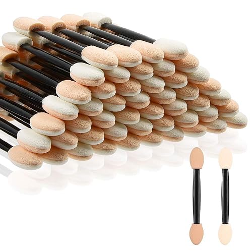 MORGLES Eyeshadow Applicators Double Sided, 50PCS Eyeshadow Brush 2.4 Inch Makeup Applicator Sticks for Women Girls, Black Beauty & Personal Care MORGLES