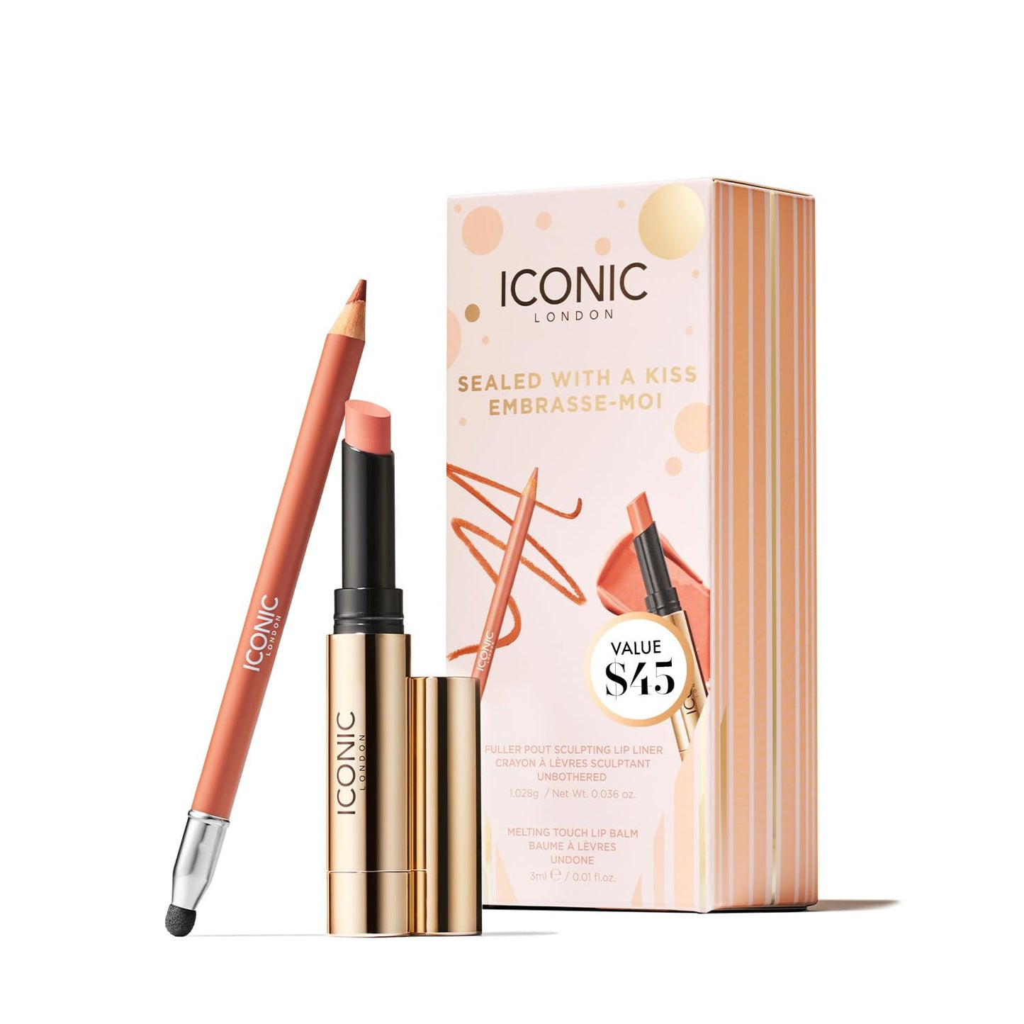 ICONIC LONDON Sealed with a Kiss Gift Set - Includes Melting Touch Lip Balm (Undone) and Fuller Pout Sculpting Beauty and Personal Care ICONIC LONDON