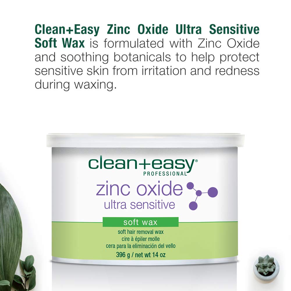 Clean + Easy Zinc Oxide Ultra Sensitive Soft Wax for Hair Removal - Depilatory Wax for Sensitive Skin, Removes Fine to Medium Hair, DIY Waxing, 14oz Beauty and Personal Care Clean + Easy