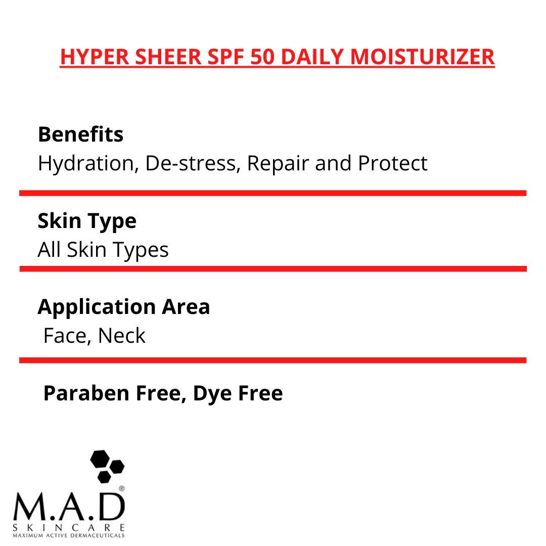 M.A.D Skincare Hyper Sheer SPF 50 Daily Moisturizer 1.7 oz. Beauty & Personal Care M.A.D Skincare