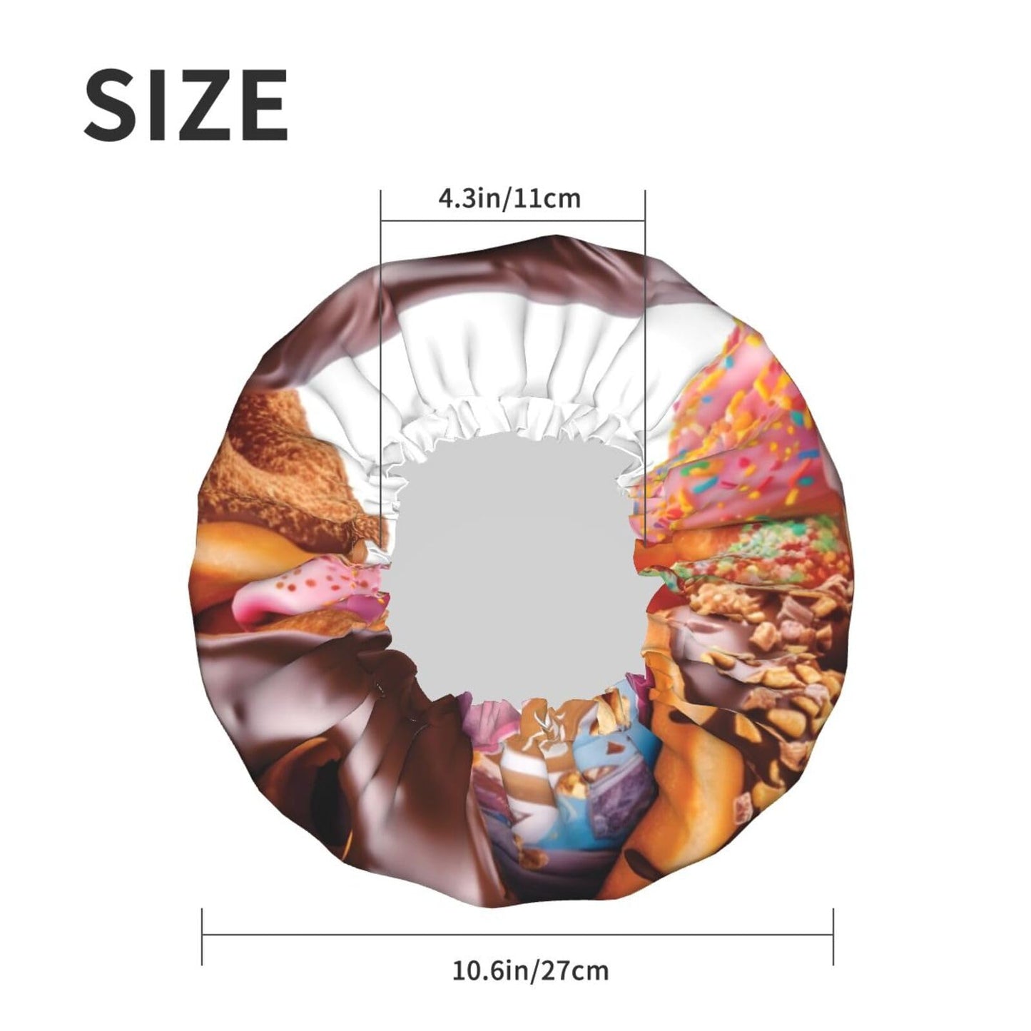 Donuts Chocolate Shower Cap for Women Men Large Reusable Shower Bonnet Double-Layer Waterproof Bath Caps Elastic Band Hair Hat for All Hairstyles Beauty and Personal Care BWLHJKE