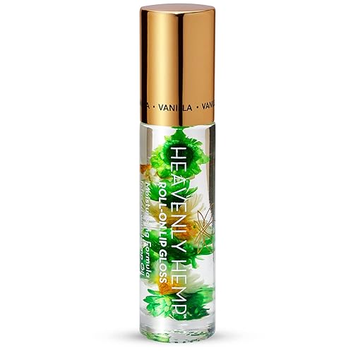 Blossom Roll on Lip Gloss, Scented Clear High Shine Moisturizing Lip Oil, Non Sticky, Infused with Real Flowers, Made in USA, 0.2oz, Vanilla Hemp Beauty & Personal Care Blossom