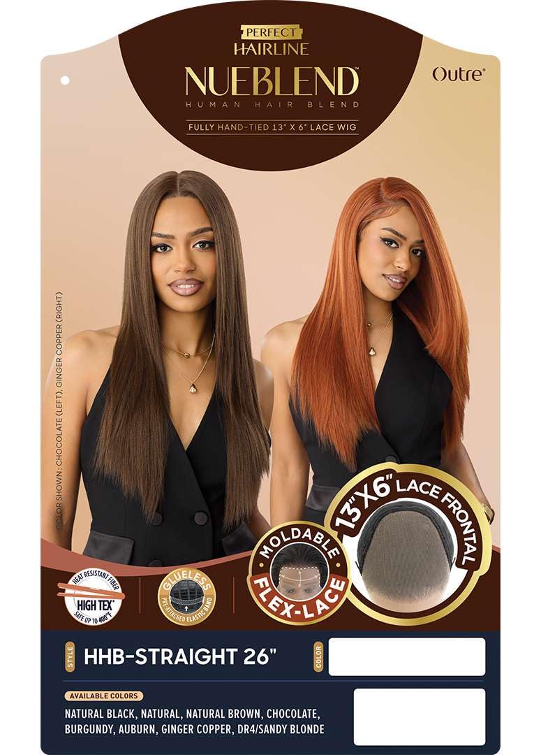 Outre Lace Front Wig - Perfect Hair Line 13X6 - NUEBLEND - Human Hair Blend - Straight 26" (BURGUNDY)