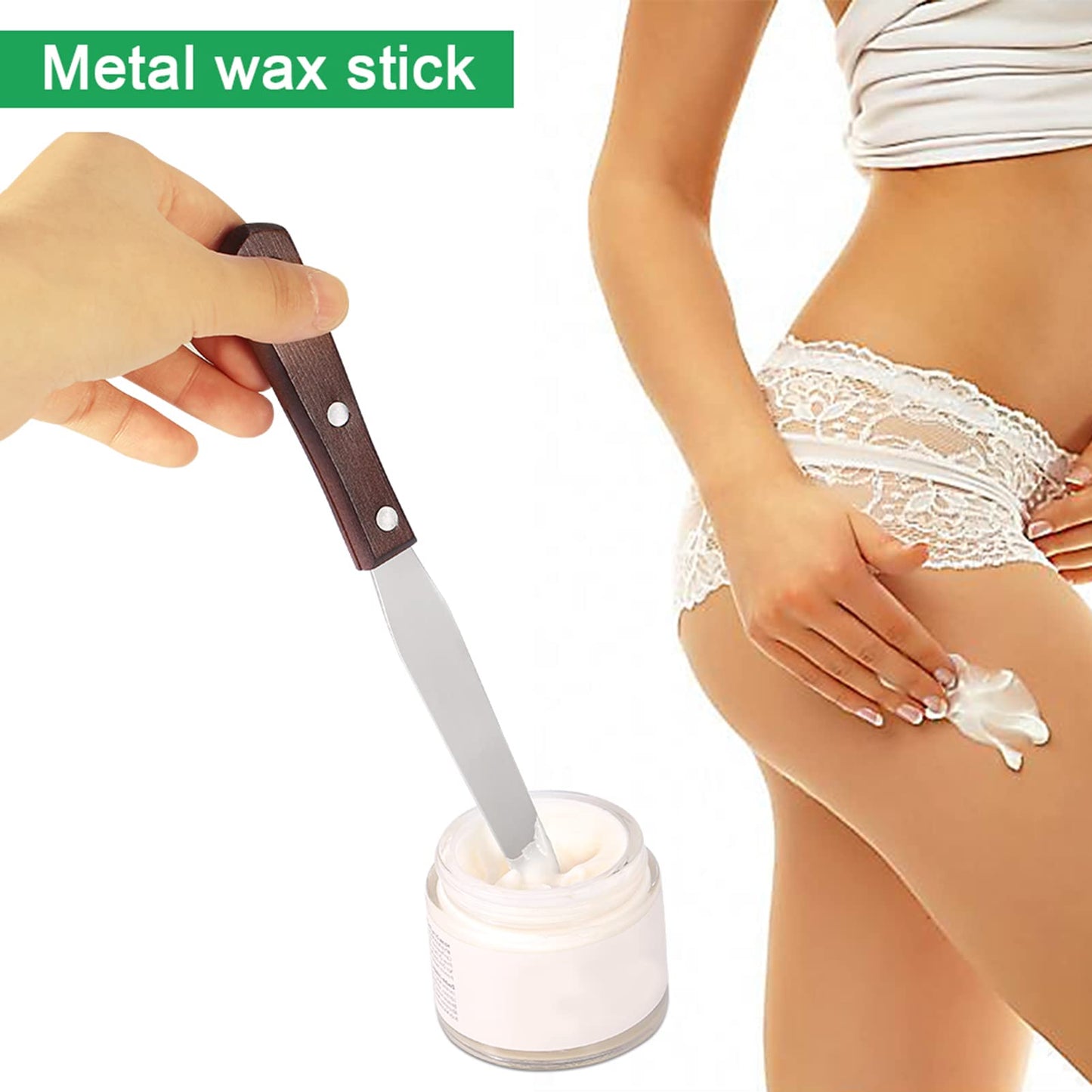 Spatula Metal Wax Applicator 19x3x2 Wax Spatula Metal Wax Mixing Knife Applicator Hair Removal Tool with Wooden Handle Beauty and Personal Care LIANGLIDE