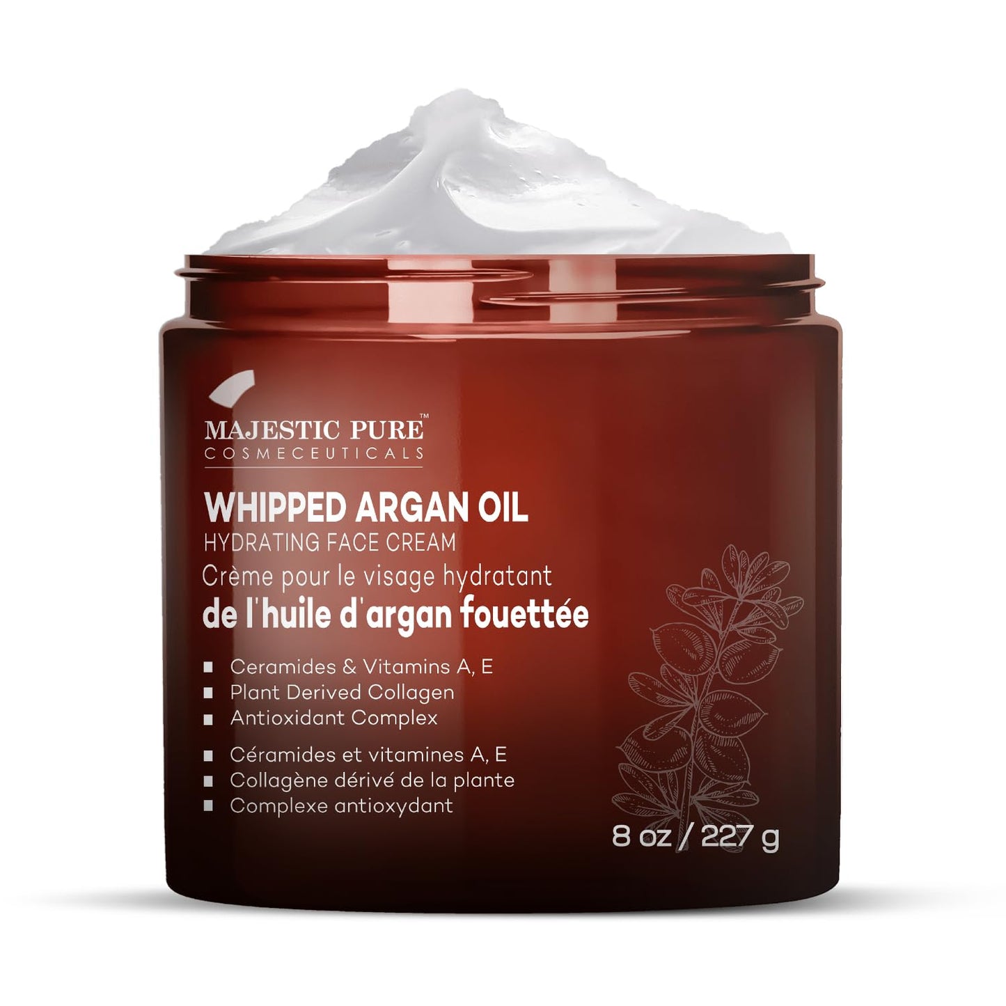 Majestic Pure Whipped Argan Oil Moisturizer Face Cream for Women & Men - With Vitamin E A, Collagen & Ceramides - Hydrates Dry Skin, Oily Skin Beauty & Personal Care Majestic Pure