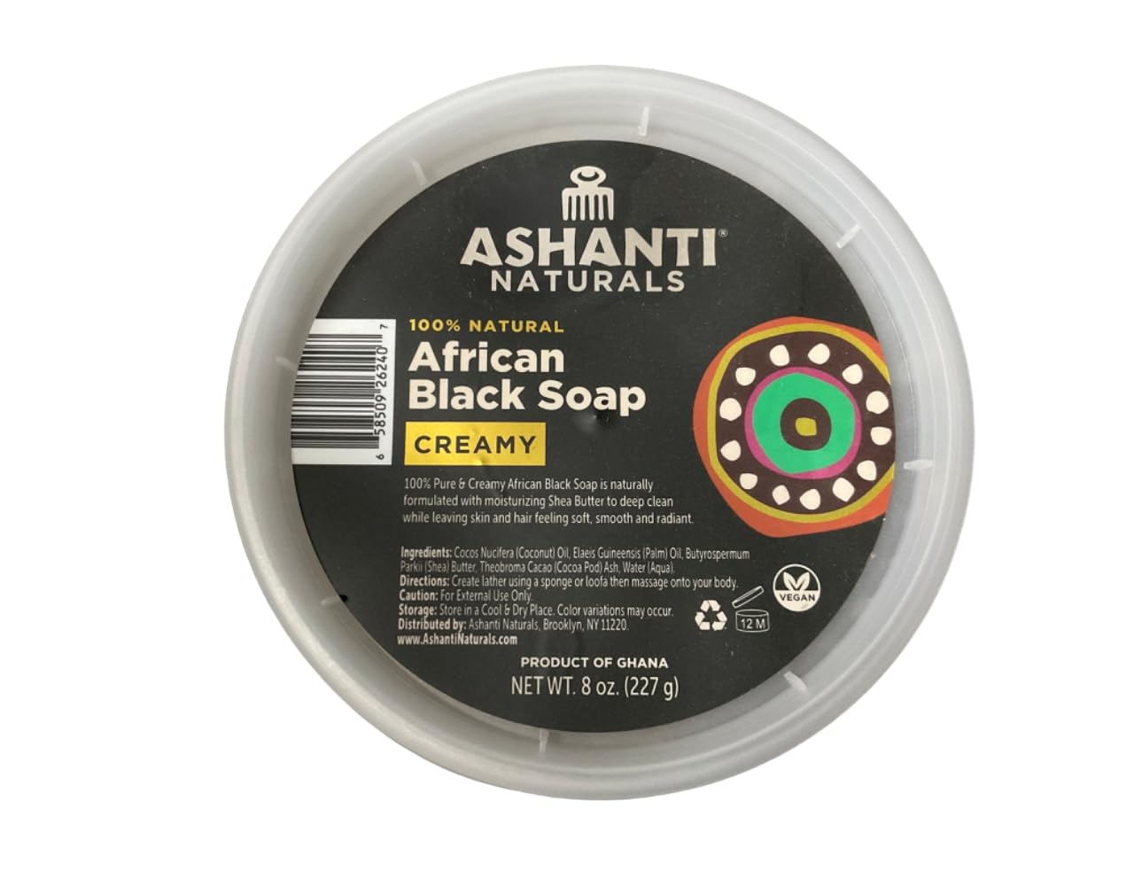 Ashanti Naturals 100% AFRICAN CREAMY BLACK SOAP, 8 OZ. Beauty & Personal Care Ashanti Naturals