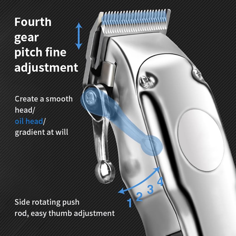 Professional Hair Clippers for Men - 4 Gears Pitch Fine Adjustable Long-Lasting 210-Min Battery Quiet + Powerful Motor LED Display Cordless Barber Beauty and Personal Care GLESVOWIO