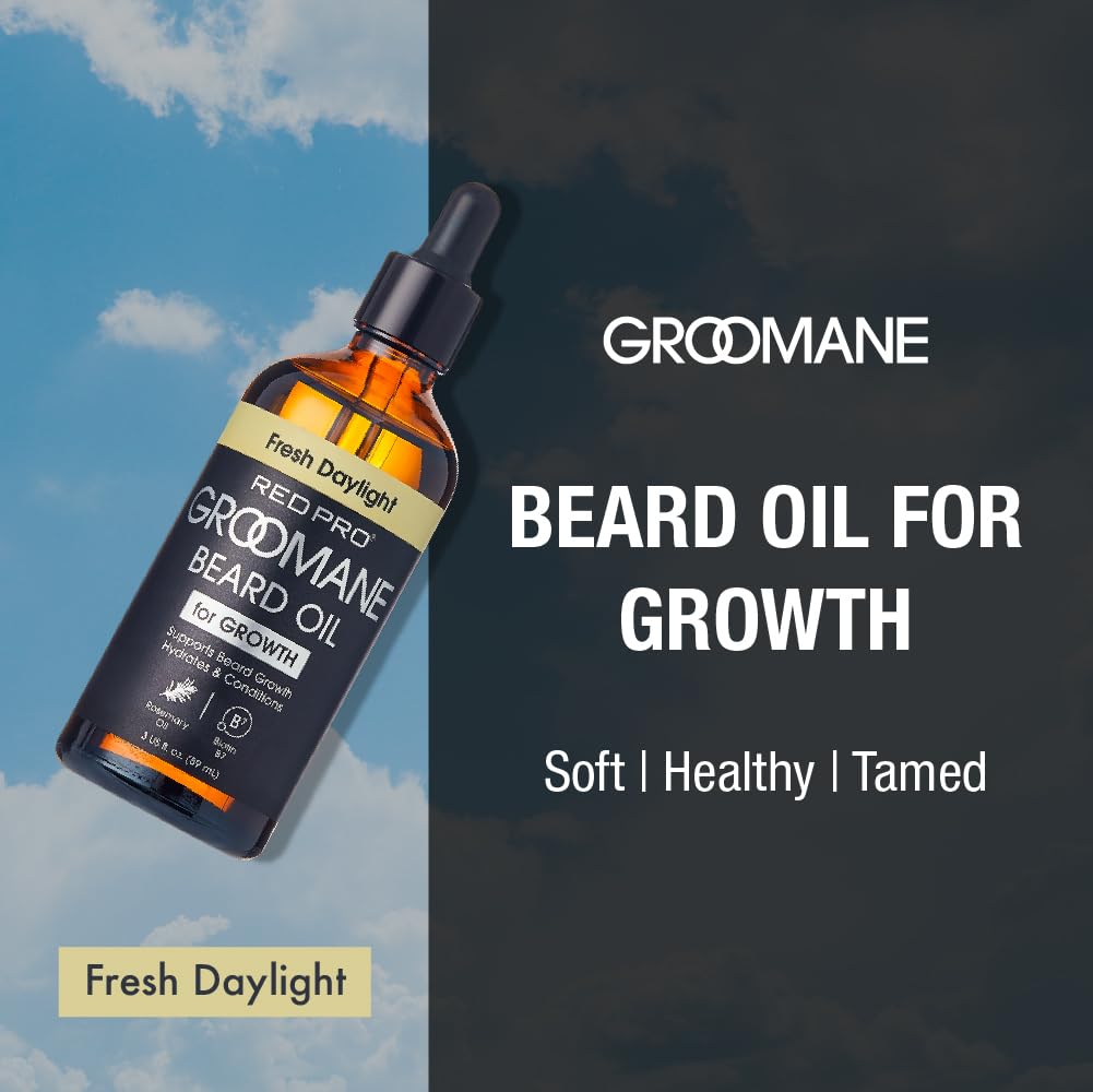 Red by Kiss Groomane Beard Oil, Rosemary Oil & Biotin, Promotes Full, Healthy Look Beard Strengthen Facial Hair, Reduces Breakage (3 fl.oz, Fresh Beauty and Personal Care Red by Kiss