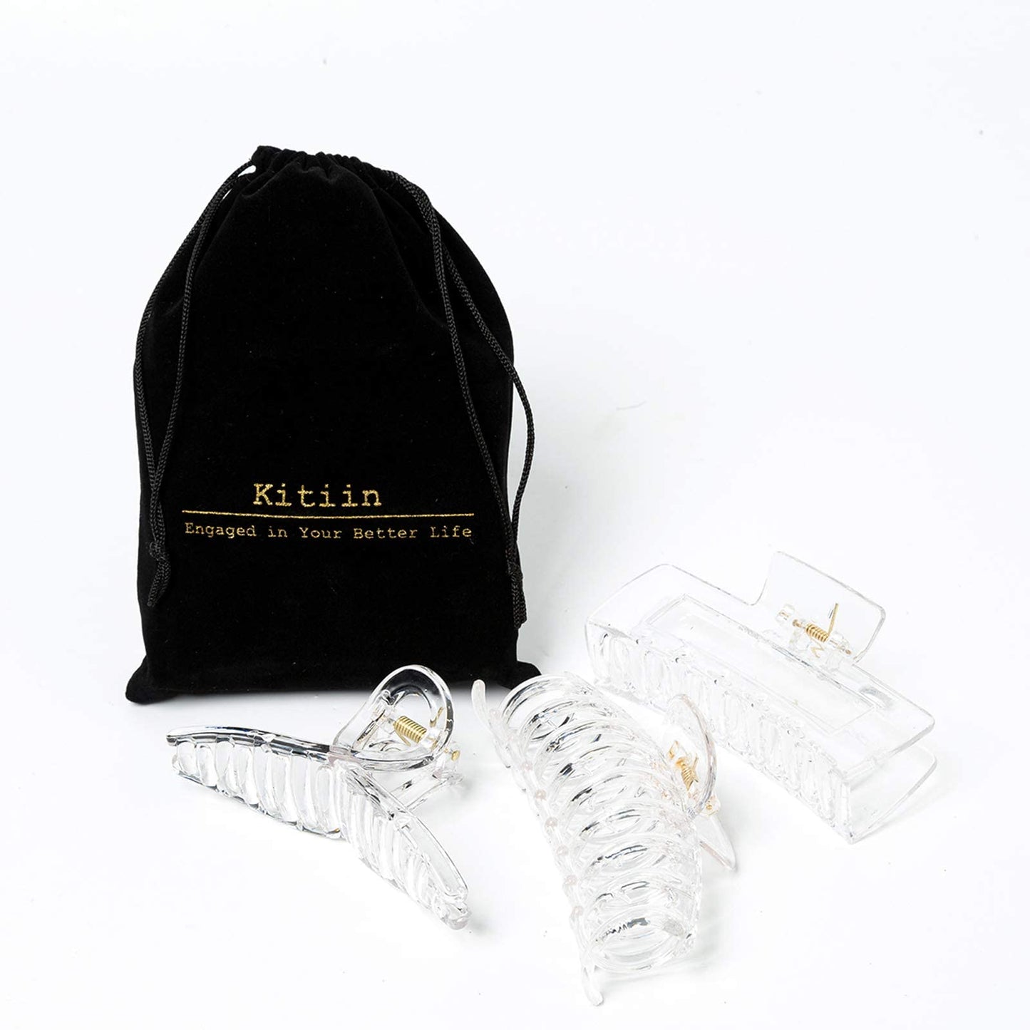 Kitiin Clear Claw Clips for Thick/Fine/Thin Hair, Strong Holding Large Jaw Polycarbonate Clips for Women (3 pcs) Beauty & Personal Care Kitiin