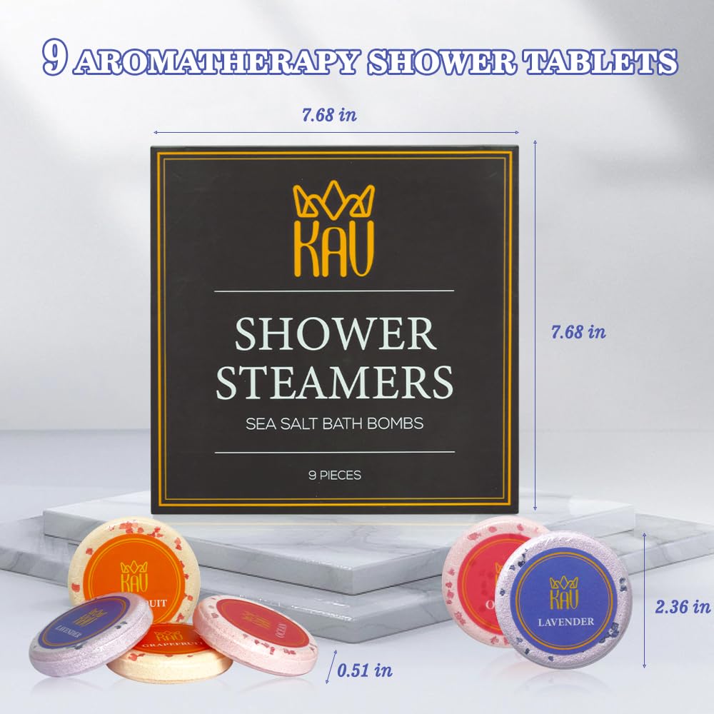 KAV Aromatherapy Shower Steamers for Women and Men - 9 pc Shower Bombs Set - Stocking Stuffers Gift Set - Relaxation Stress Relief for Women Mom… Beauty & Personal Care KAV
