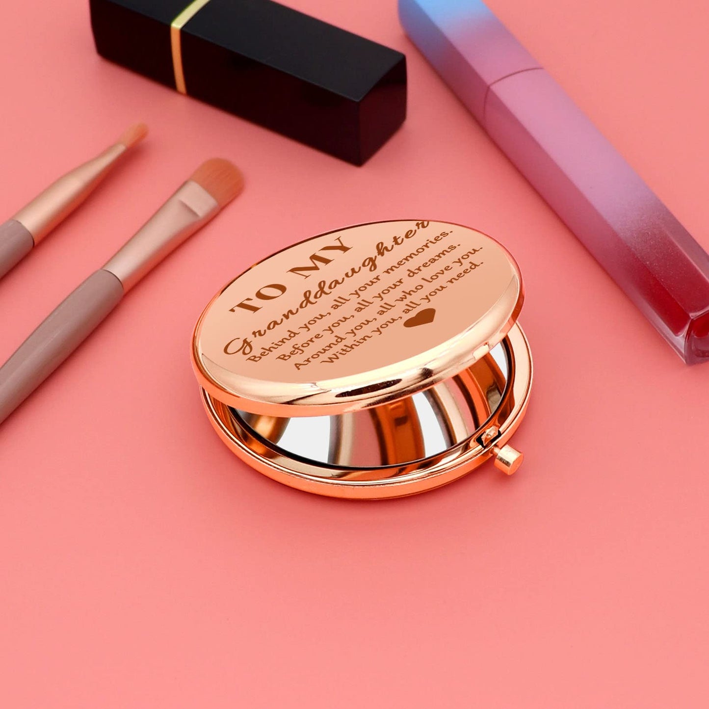Granddaughter Gifts for Girls Inspirational Compact Mirror Granddaughter Gifts from Grandma Grandpa Compact Makeup Mirror Encouragement Presents Beauty & Personal Care Gevody