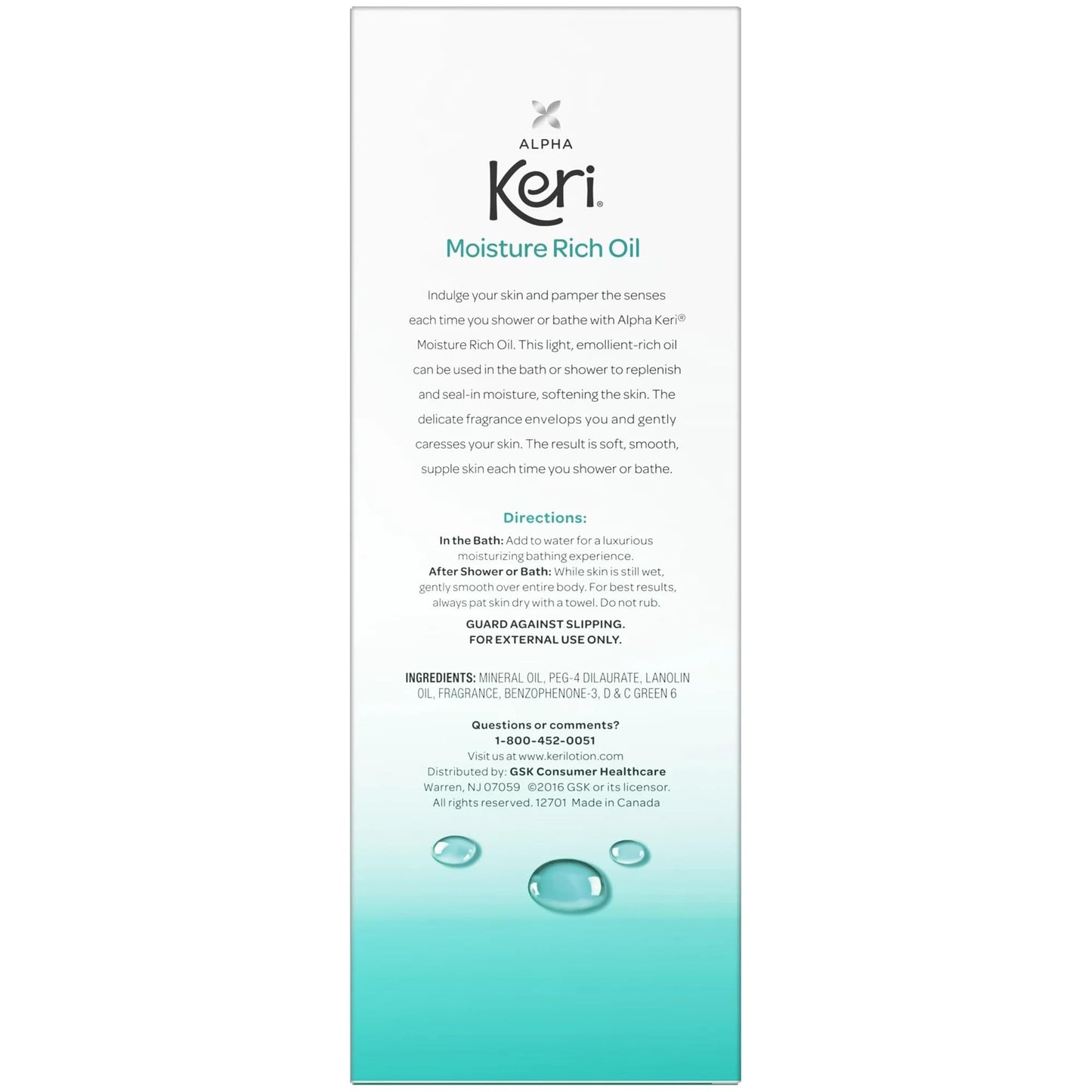Alpha KERI Shower and Bath Moisture Rich Oil 8 oz (Pack of 6) Beauty and Personal Care Keri