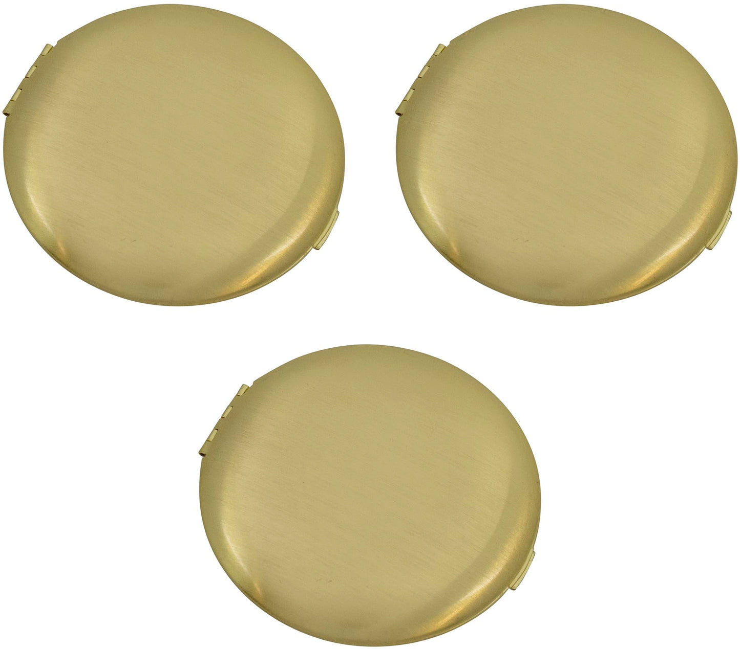 Stephanie Imports Set of 3 Double Sided Magnifying Compact Mirrors with Brushed Metal Finish (Gold, Round) Beauty & Personal Care Stephanie Imports