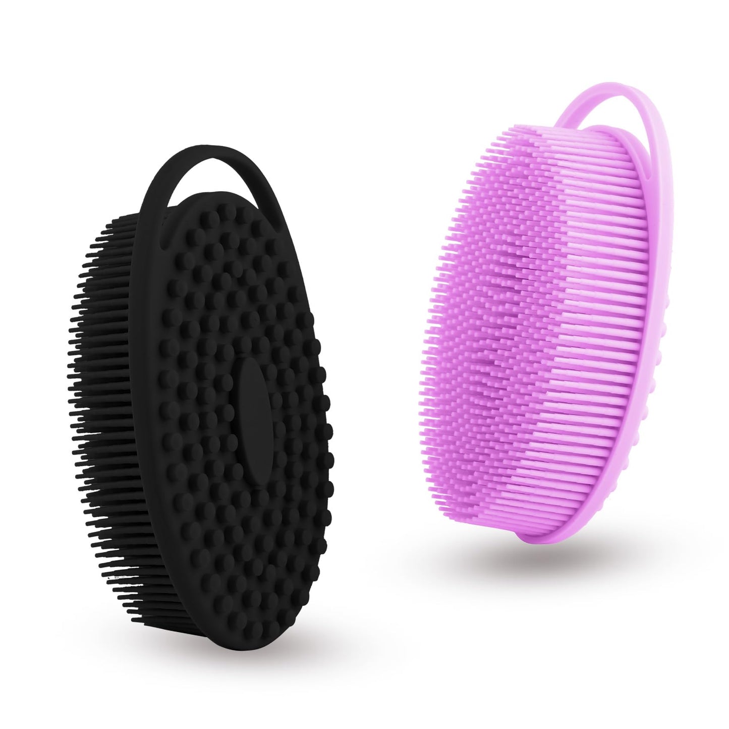 Cutiland 2 Pack Silicone Body Scrubber with Loofah Exfoliating Soft Body Shower Scrubber for Body, 2 in 1 Bath and Shampoo Wash Brush for Skin Beauty and Personal Care Cutiland