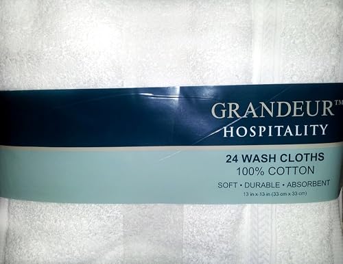 Grandeur Hospitality 100% Cotton Wash Cloths 24 Pack Beauty & Personal Care Grandeur