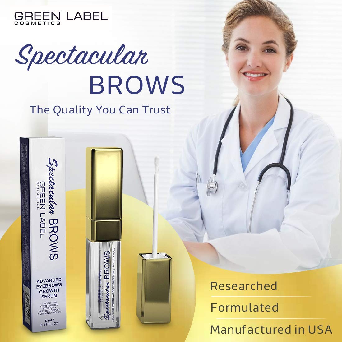 Spectacular BROWS - Brow Enhancer and Brow Growth Serum - Eyebrow Growth Enhancer- Eyebrow Growth Serum with Biotin & Natural Peptides. For Thin Beauty & Personal Care Botanical Green Care