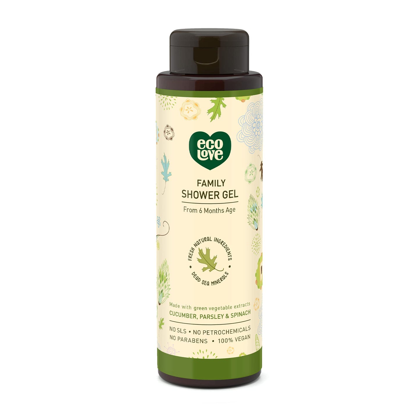 ecoLove - Natural Moisturizing Body Wash for Dry Skin - With Organic Cucumber - No SLS or Parabens - Vegan and Cruelty-Free Shower Gel, 17.6 oz Beauty & Personal Care ecoLove