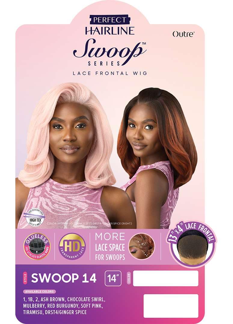 Outre Lace Front Wig - Perfect Hair Line 13X4 - Swoop Series - Swoop 14 (OFF BLACK 1B)