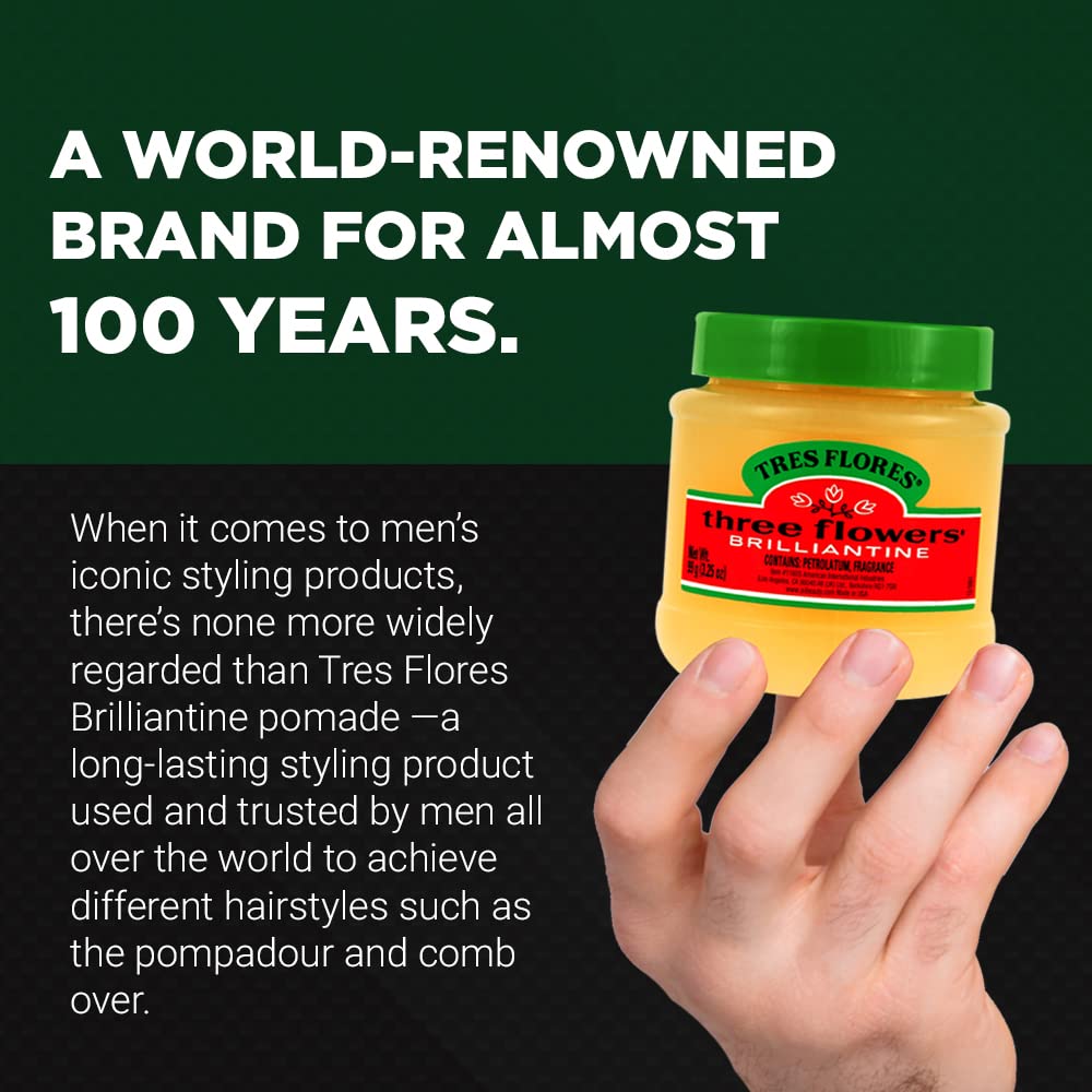Three Flowers Brilliantine Pomade Solid 3.25 oz Beauty & Personal Care Three Flowers