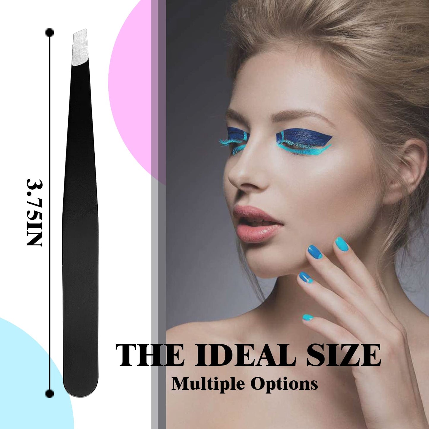 FIVETAS Stainless Steel Tweezers for Eyebrows-Slant Tweezer with Case for Women&Man,Great Precision on Brow,Facial Hair and Ingrown Hair Beauty & Personal Care FIVETAS