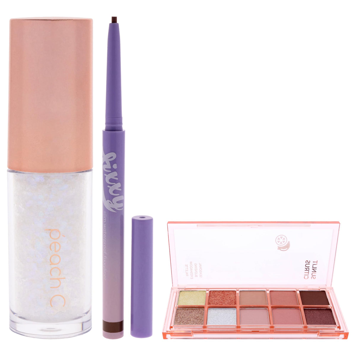 Peach C Kit by Peach C for Women - 3 Pc Kit 0.12oz Eye Shadow - 01 Pure White, 0.04 Eyeliner - 03 Soft Brown, 0.29oz Eye Shadow - 04 Sunlit Citrus