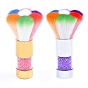 LEQ 2Pcs Colorful Nail Art Dust Brush Remover Cleaner for Acrylic & UV Gel Nails with Shiny Rhinestone Handle Beauty & Personal Care LEQ