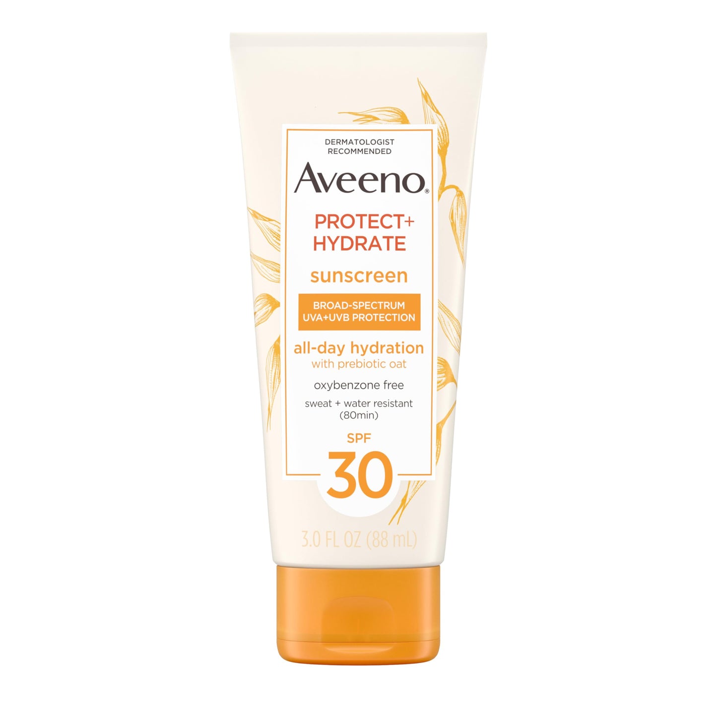 Aveeno Protect + Hydrate Moisturizing Sunscreen Lotion with Broad Spectrum SPF 30 & Prebiotic Oat, Weightless Sweat & Water-Resistant Full Body Beauty & Personal Care Aveeno