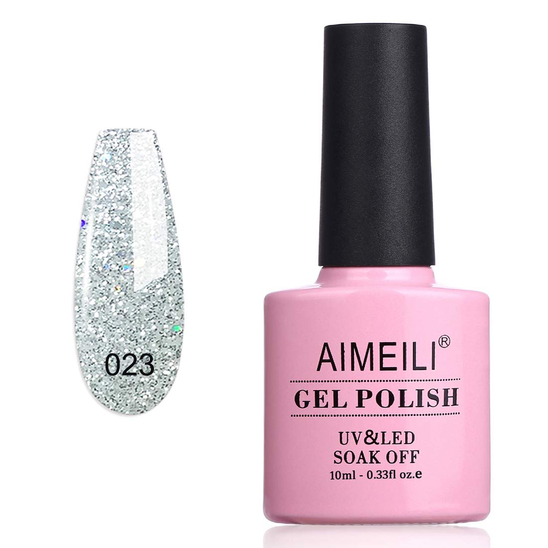 AIMEILI Soak Off U V LED Glitter Gel Nail Polish - Silver Glitter Explosion (023) 10ml Beauty & Personal Care AIMEILI