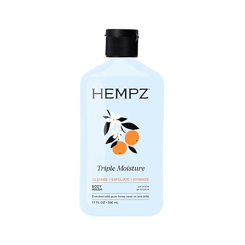 Hempz Triple Moisture Body Wash - Grapefruit & Peach - Hydrating for Sensitive Skin, Scented, Exfoliating with Shea Butter, Pure Hemp Seed Oil Beauty & Personal Care Hempz