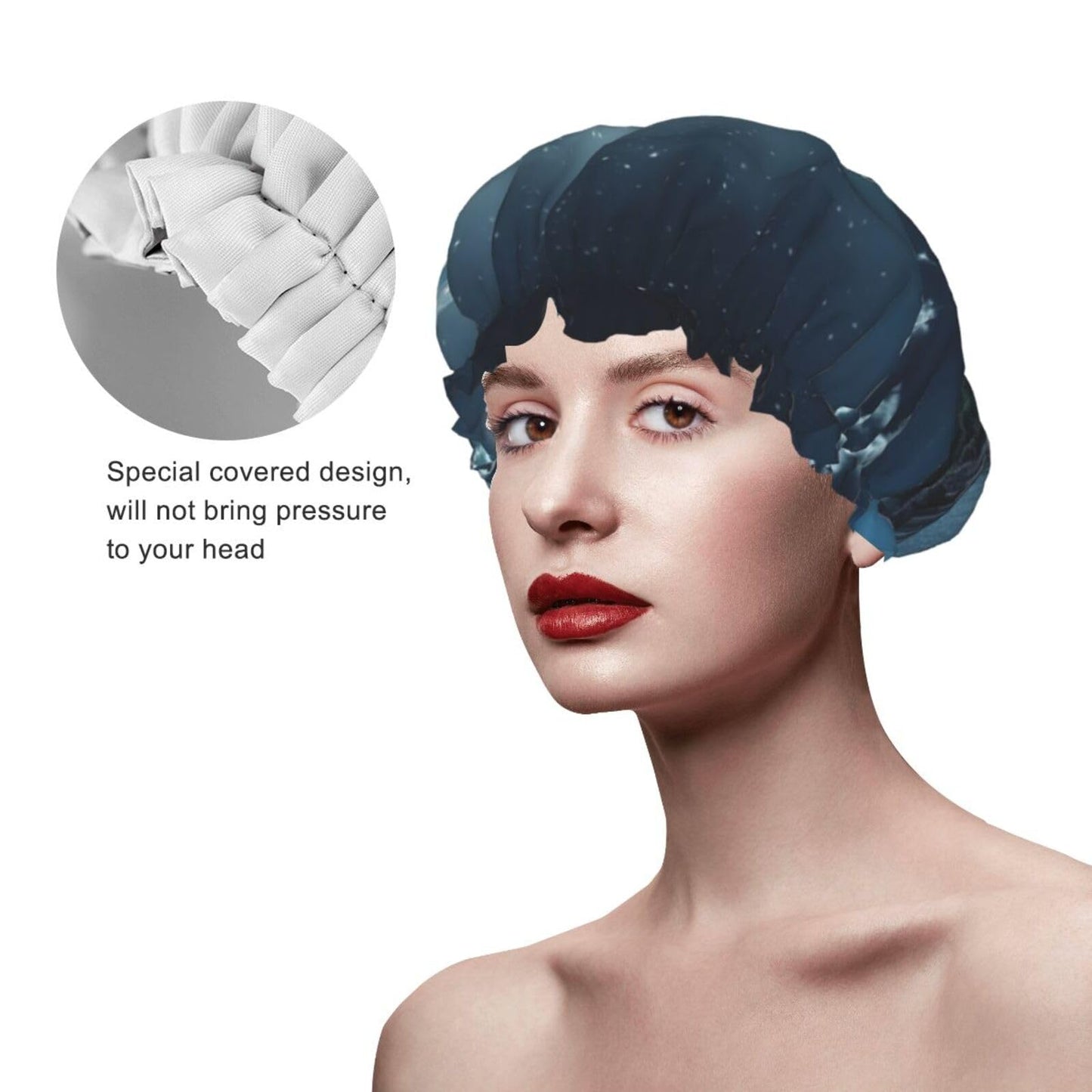 Moon Ocean Landscape Shower Cap for Women Men Large Reusable Shower Bonnet Double-Layer Waterproof Bath Caps Elastic Band Hair Hat for All Hairstyles Beauty and Personal Care BWLHJKE