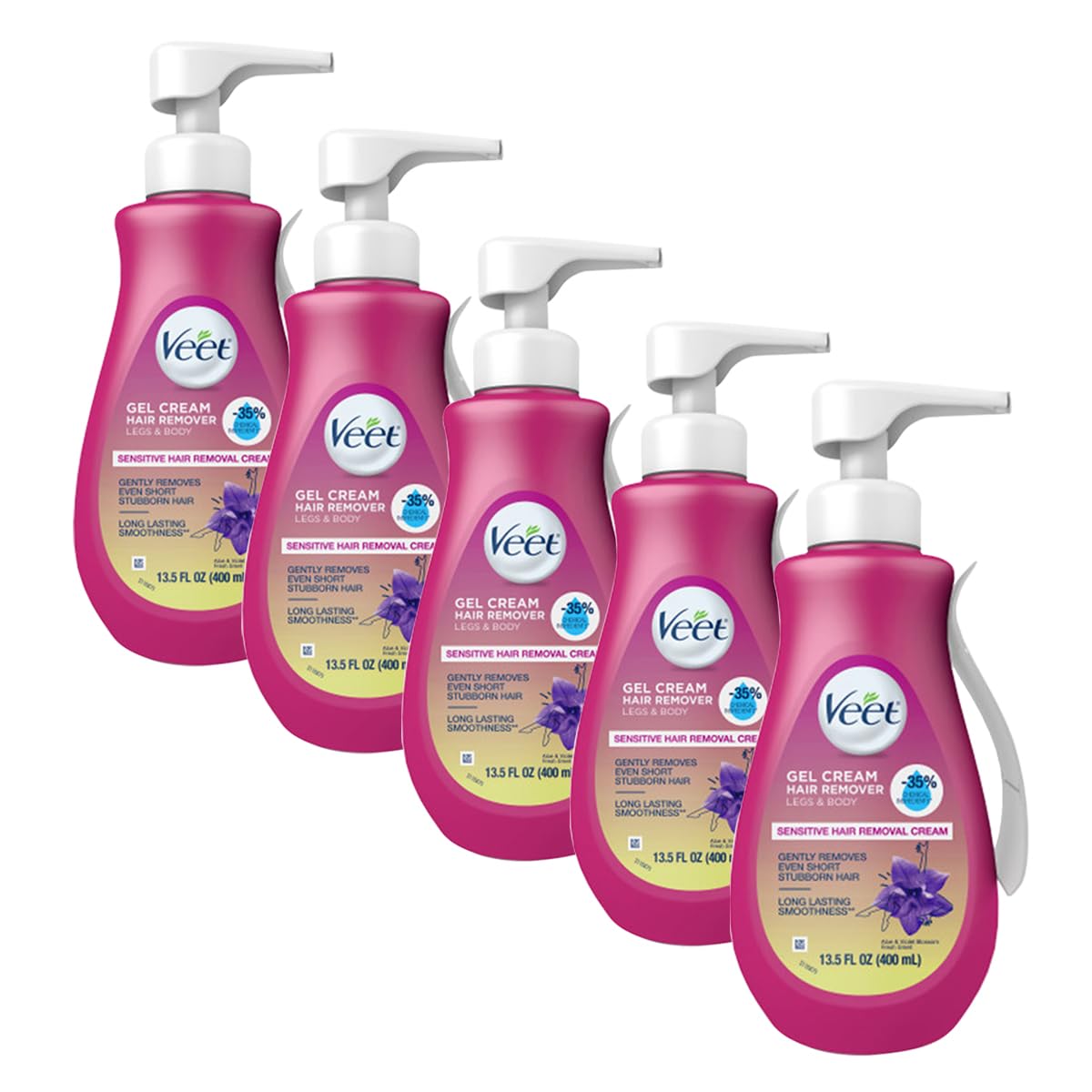 Veet Sensitive Skin Formula with Aloe Vera and Vitamin E, Dermatologically Tested Hair Removal Gel Cream 13.5 Fl Oz. for Legs & Body (5 Pack) Beauty & Personal Care Veet