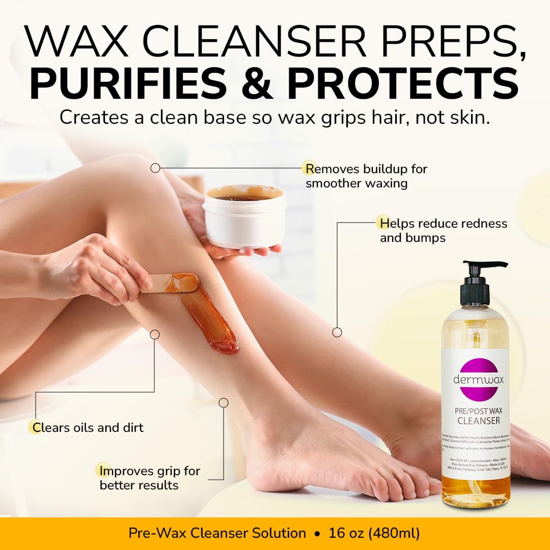 Dermwax Pre and Post Wax Care Kit - Complete Prep & Aftercare in One Set - Cleanser Removes Oils & Residue - Calendula Oil Calms & Nourishes Skin Beauty and Personal Care Dermwax