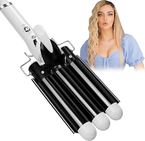 Three Barrel Curling Hair Crimper: Aleath Dual Voltage Crimper Hair Tool - 1 inch 3 Barrels Curler Iron Wand Beauty & Personal Care Aleath