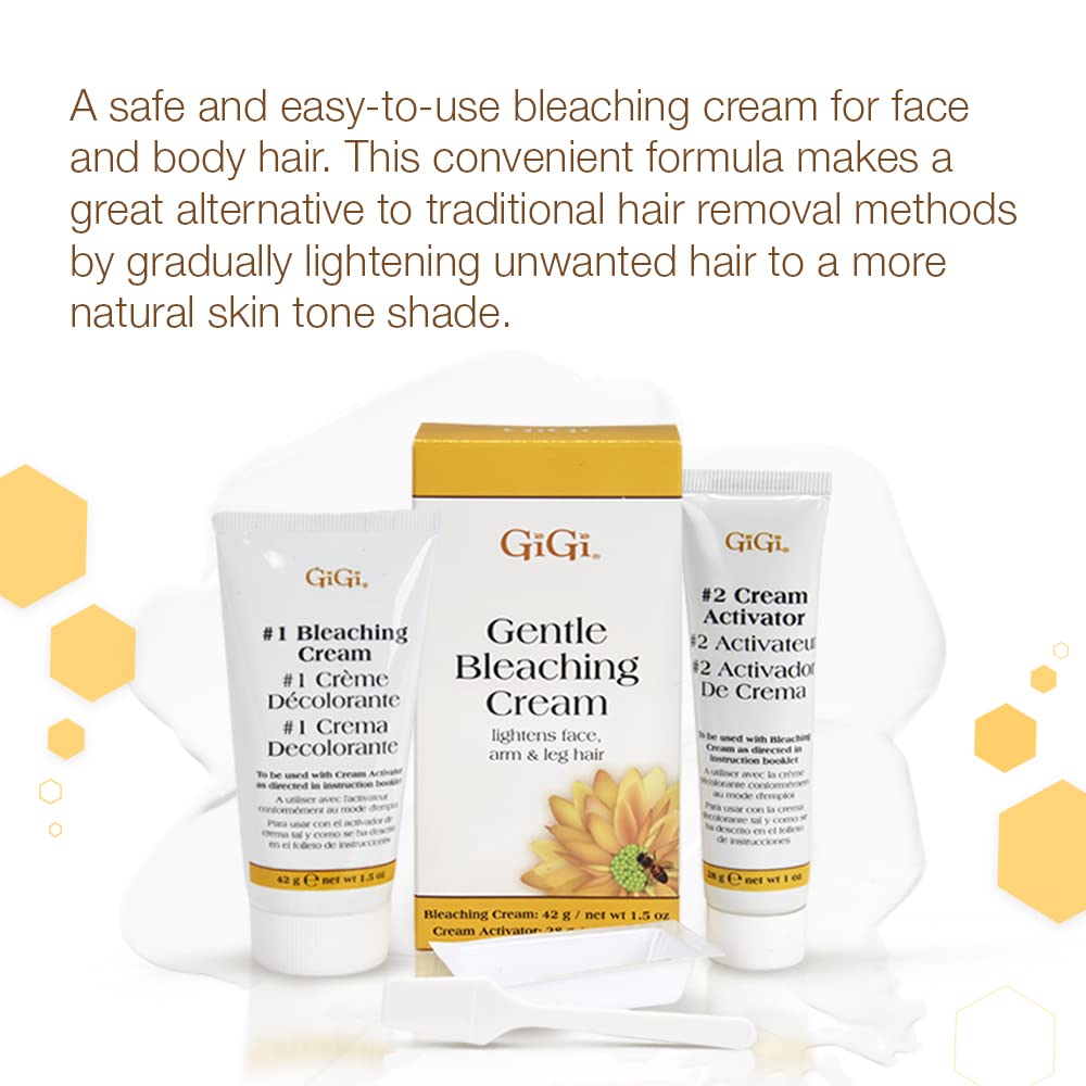 GiGi Gentle Bleaching Cream for Hair, Facial Hair & Body Hair, 1 oz - Safe Hair Bleach & Alternative to Waxing Kits and Hair Removal Cream - Lightens Beauty & Personal Care GIGI