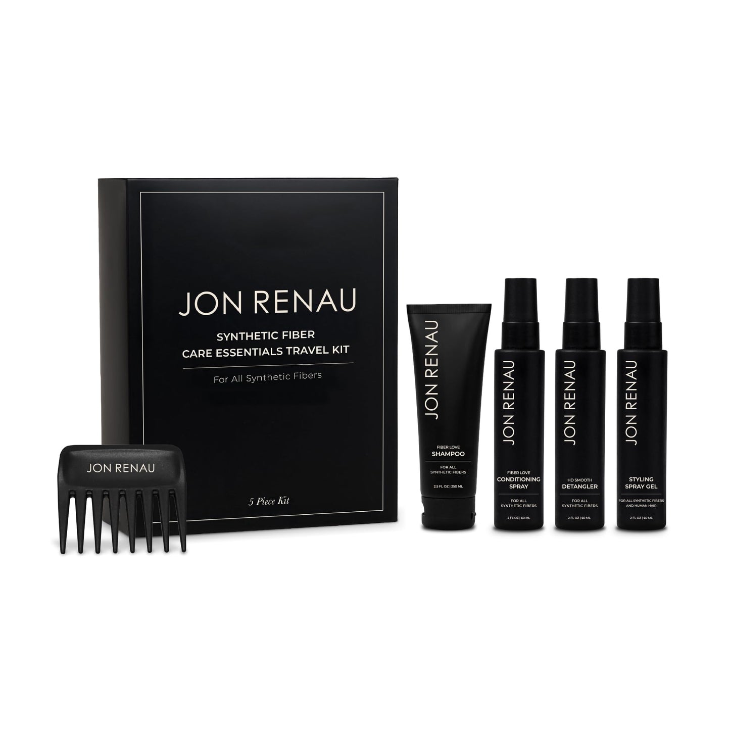Jon Renau Synthetic Wig Care Travel Kit, 5-Piece Set - Wig Shampoo and Conditioner, Detangler Spray, Styling Gel, Wide Tooth Comb, Travel Sized Beauty & Personal Care Jon Renau