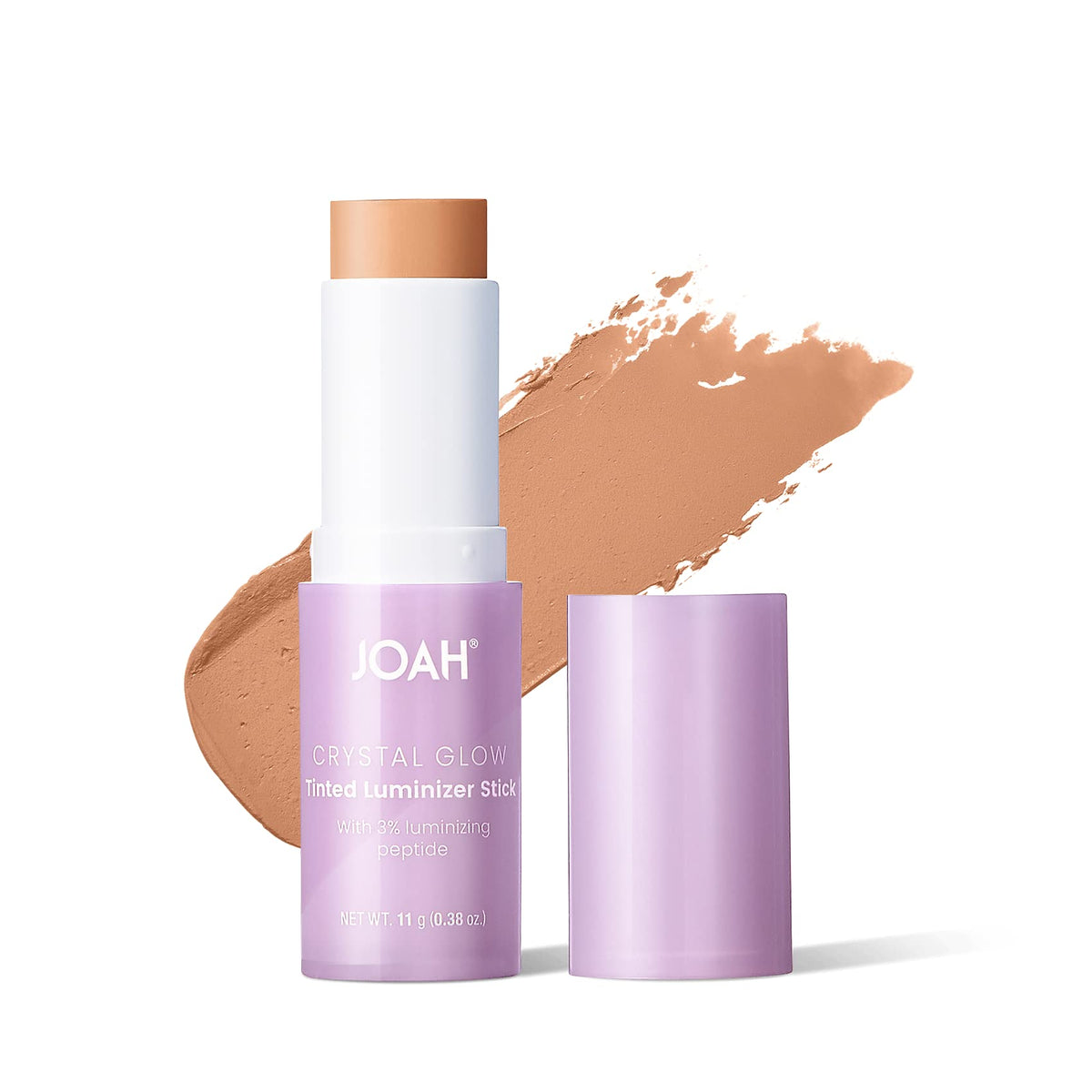 JOAH Crystal Glow Tinted Luminizer Stick, Multitasking Korean Makeup Highlighter and Bronzer Stick, Customizable Formula for a Natural Glow, Peptide