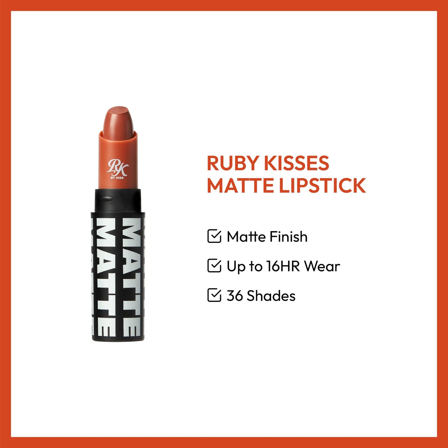 Ruby Kisses Lipstick, Matte Finish, Long-Lasting, Highly Pigmented, Smooth Apply, Full Coverage Lip Color Makeup (Warm Sienna) Beauty & Personal Care Ruby Kisses