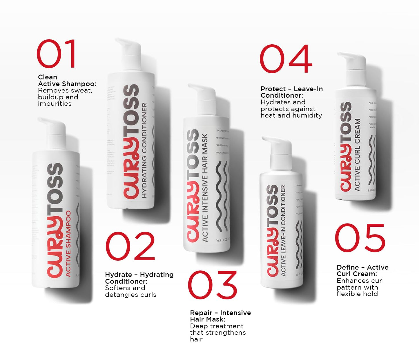 CURLY TOSS Complete Curl Routine Kit - Shampoo & Conditioner Set, Leave-In Treatment, Styling Cream & Repair Mask for Defined Curls, Sulfate-Free Care Beauty & Personal Care curlytoss
