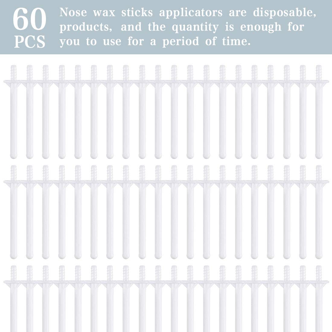 60 Pieces Plastic Wax Applicator Wands with Disposable Spatulas for Nose Hair Removal and Nostril Cleaning Beauty and Personal Care Rolybag