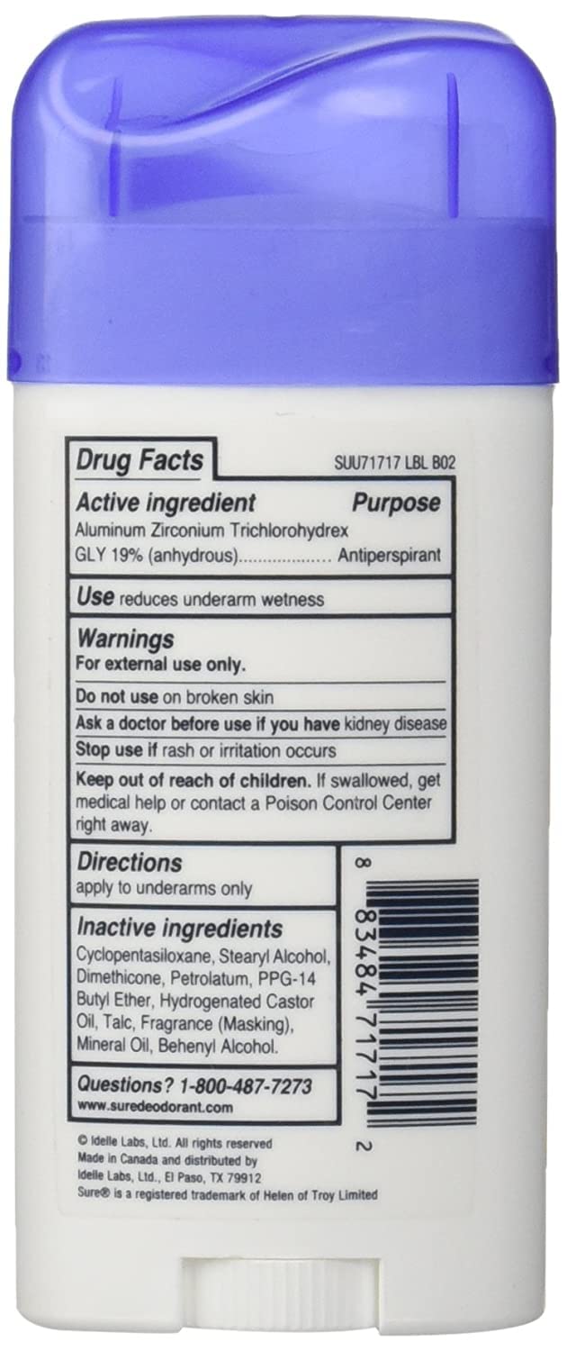 Sure Invisible Solid Deodorant, 2 Count, Reduces Underarm Wetness, Unscented Beauty and Personal Care Sure