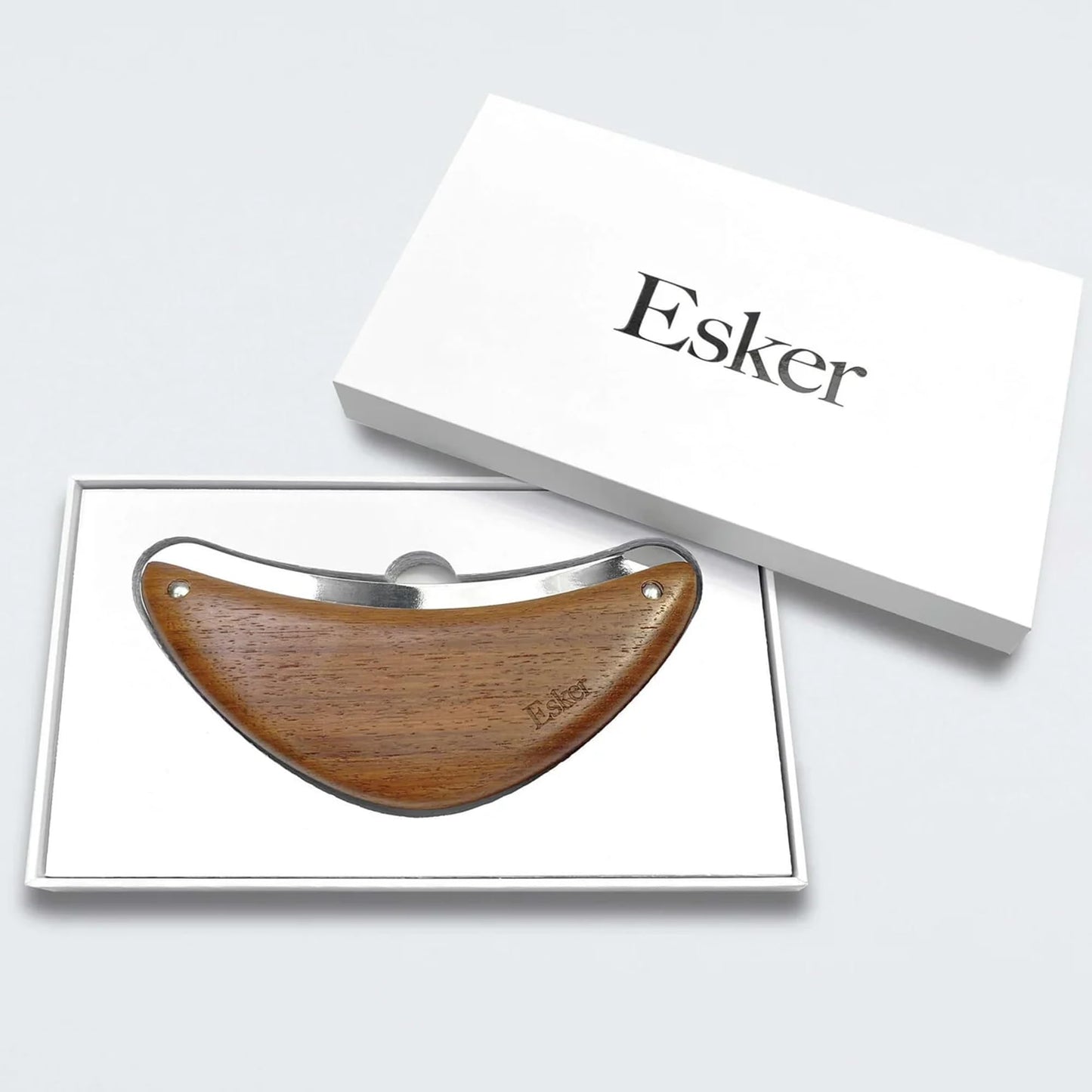 Esker Body Plane - Sterling Silver Lymphatic Drainage Massager - Teak Wood Grip Exfoliating Body Scrubber - Dead Skin Remover and Sculpting Tool Beauty and Personal Care ESKER