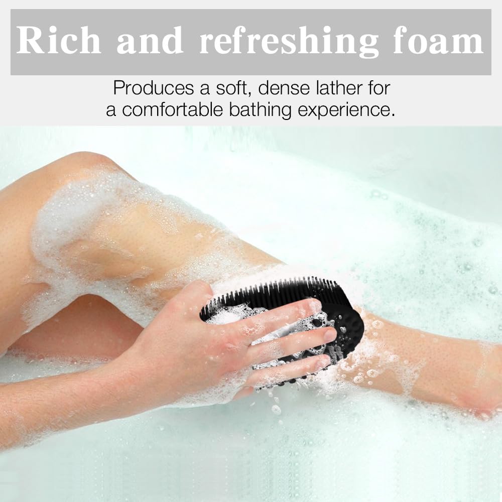 Cutiland 2 Pack Silicone Body Scrubber with Loofah Exfoliating Soft Body Shower Scrubber for Body, 2 in 1 Bath and Shampoo Wash Brush for Skin Beauty and Personal Care Cutiland
