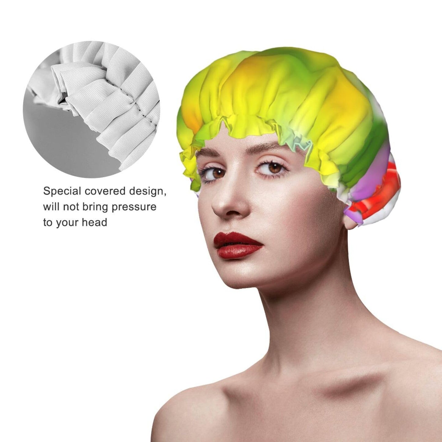 Spring Flowers Shower Cap for Women Men Large Reusable Shower Bonnet Double-Layer Waterproof Bath Caps Elastic Band Hair Hat for All Hairstyles Beauty and Personal Care BWLHJKE