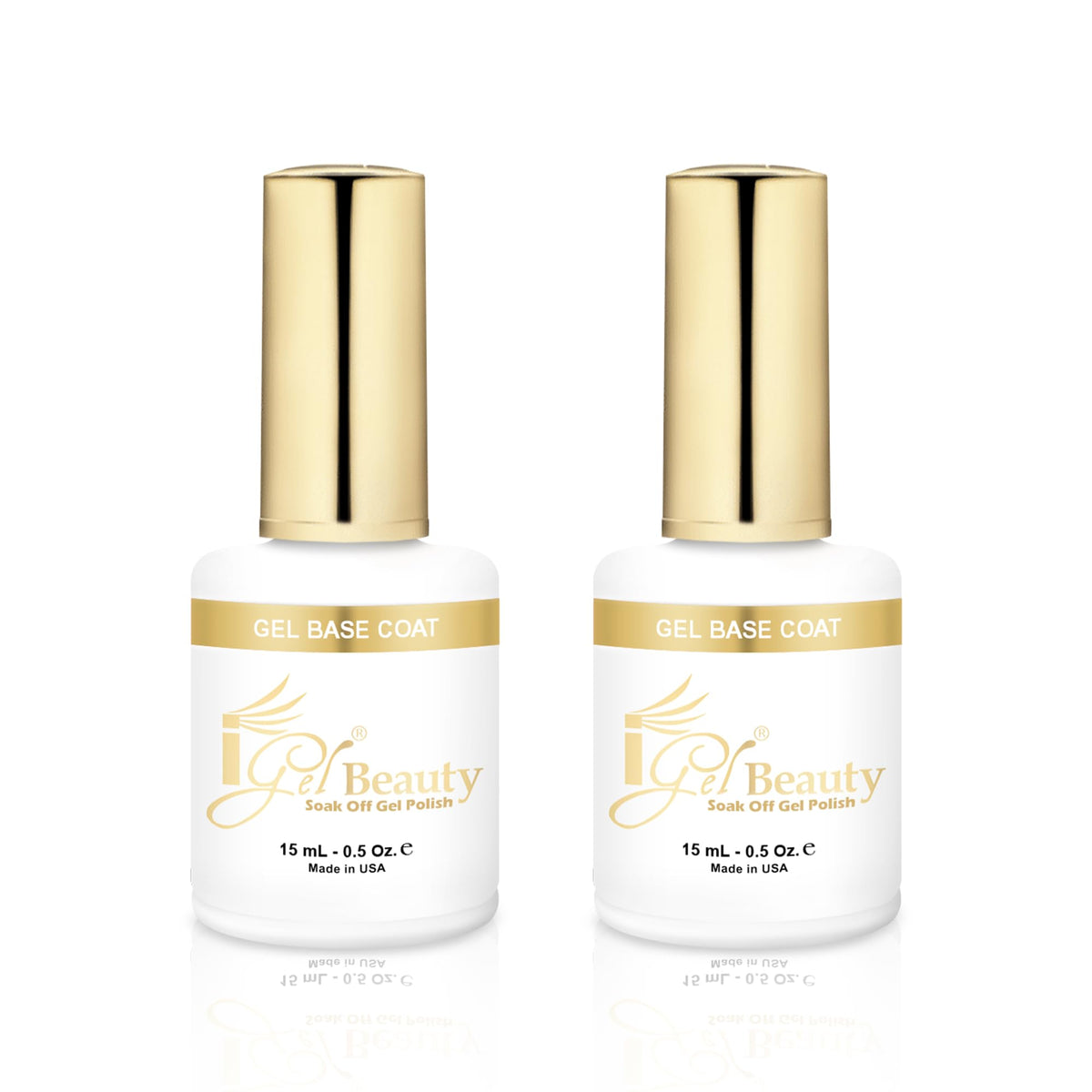 iGel Beauty Gel Base Coat - 2 Pack, Soak-Off UV/LED Gel Polish Base, Long-Lasting Adhesion, Chip-Resistant Foundation for Gel Nails, 0.5 oz (15mL)