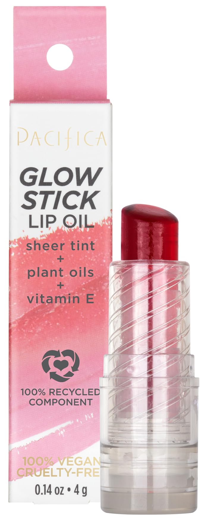 Pacifica Glow Stick Lip Oil Rosy Glow Sheer Rose Hydrating Lip Tint Balm, Moisturizing Glossy Oil for Dry Lips, Vitamin E Enriched, Non-Sticky Natural Beauty and Personal Care Pacifica