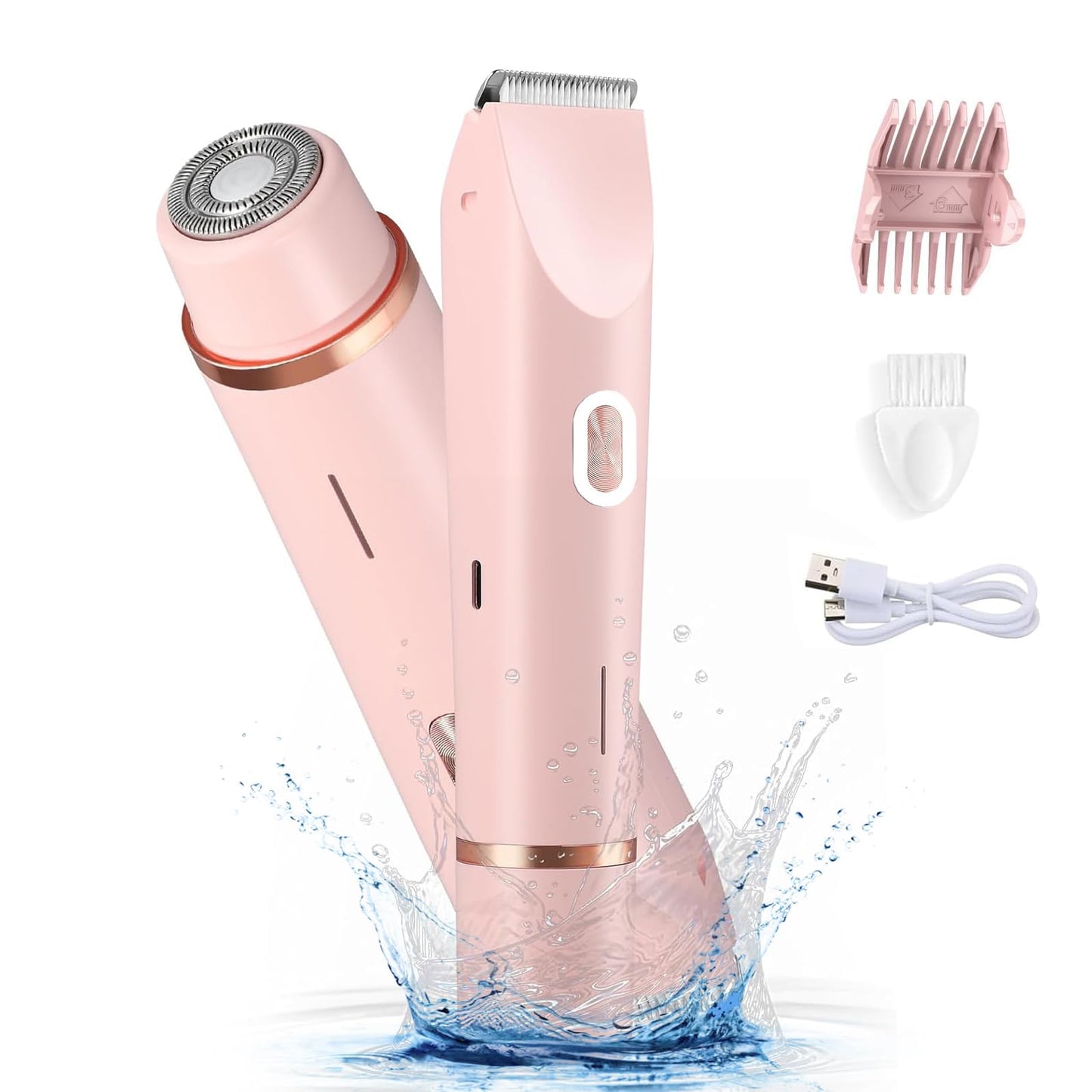 Electric Shaver for Women, 2-in-1 Electric Razor for Womens Legs Underarm Face Pubic Hairs, Rechargeable Razor Body Hair Trimmer Wet & Dry Use Beauty and Personal Care NURSETEK