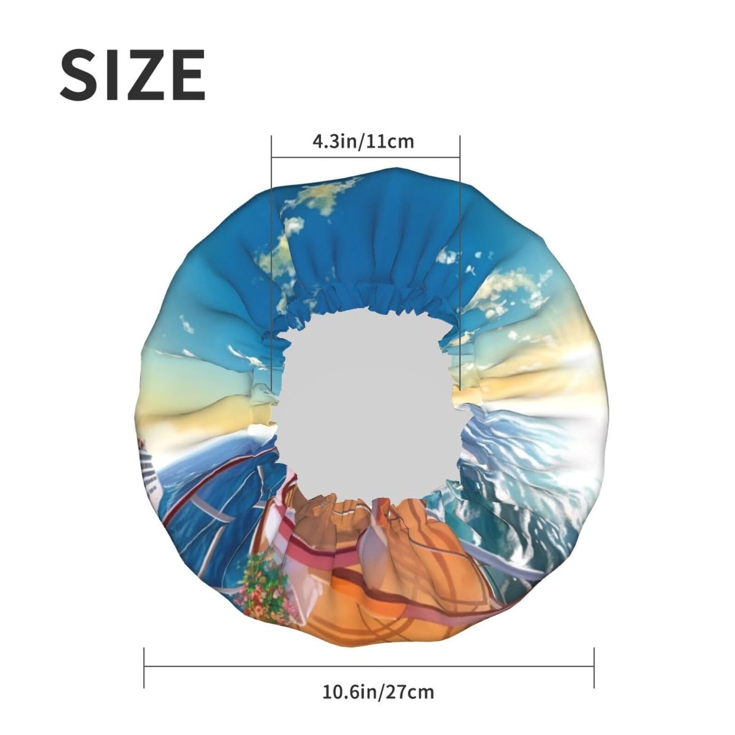 Summer Sea Cruise Shower Cap for Women Men Large Reusable Shower Bonnet Double-Layer Waterproof Bath Caps Elastic Band Hair Hat for All Hairstyles Beauty and Personal Care BWLHJKE