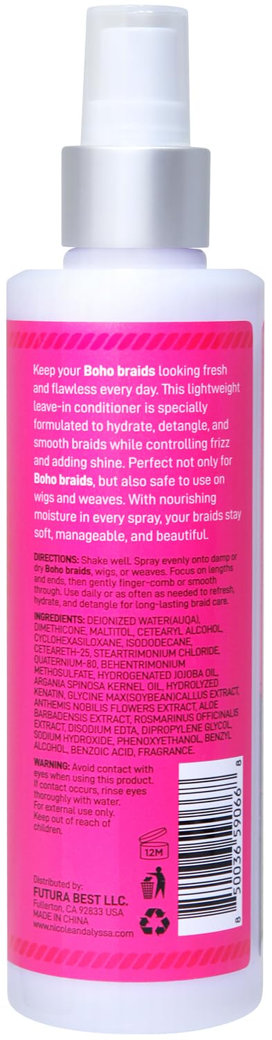 Nicole & Alyssa Leave-In Conditioner Spray for Boho & Crochet Styles, Lightweight Moisturizing Detangler, Curl-Friendly Formula, Frizz Control Beauty & Personal Care Nicole & Alyssa